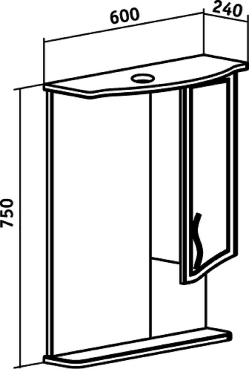 Зеркало со шкафчиком Runo Севилья 60 R, белый