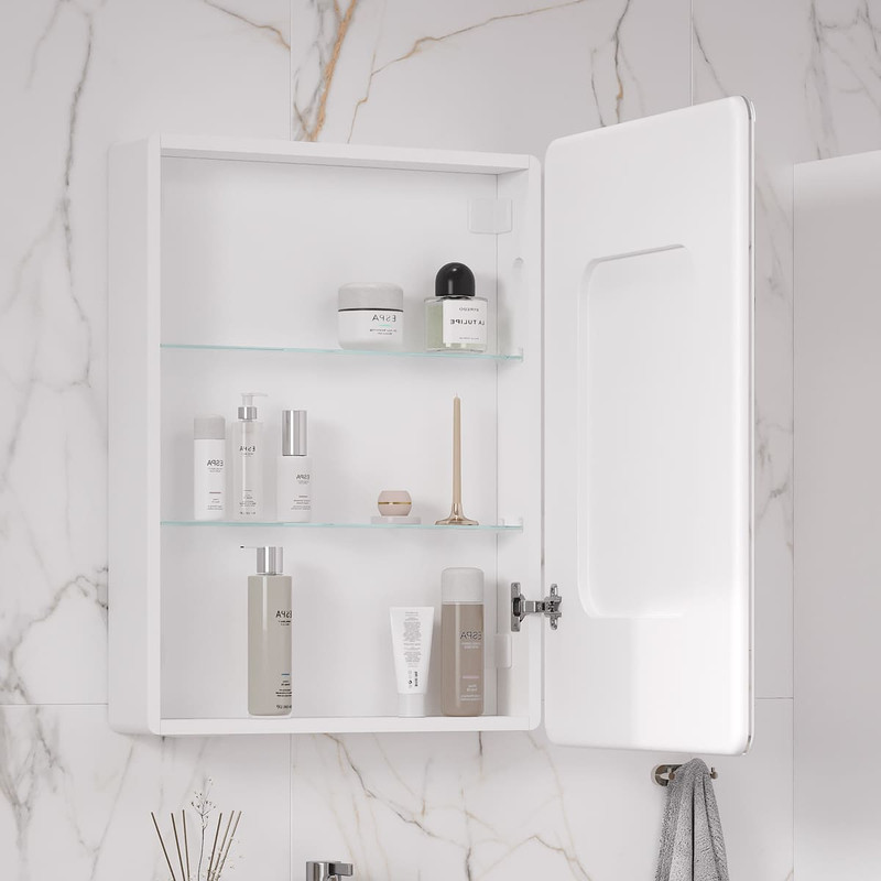 Зеркальный шкаф EQUIL Nice 60 с часами, свет, правый, белый