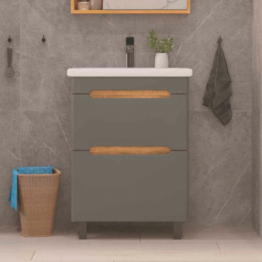 Тумба подвесная SanStar Diva 50 с раковиной Como 50 (комплект), Gold Craft