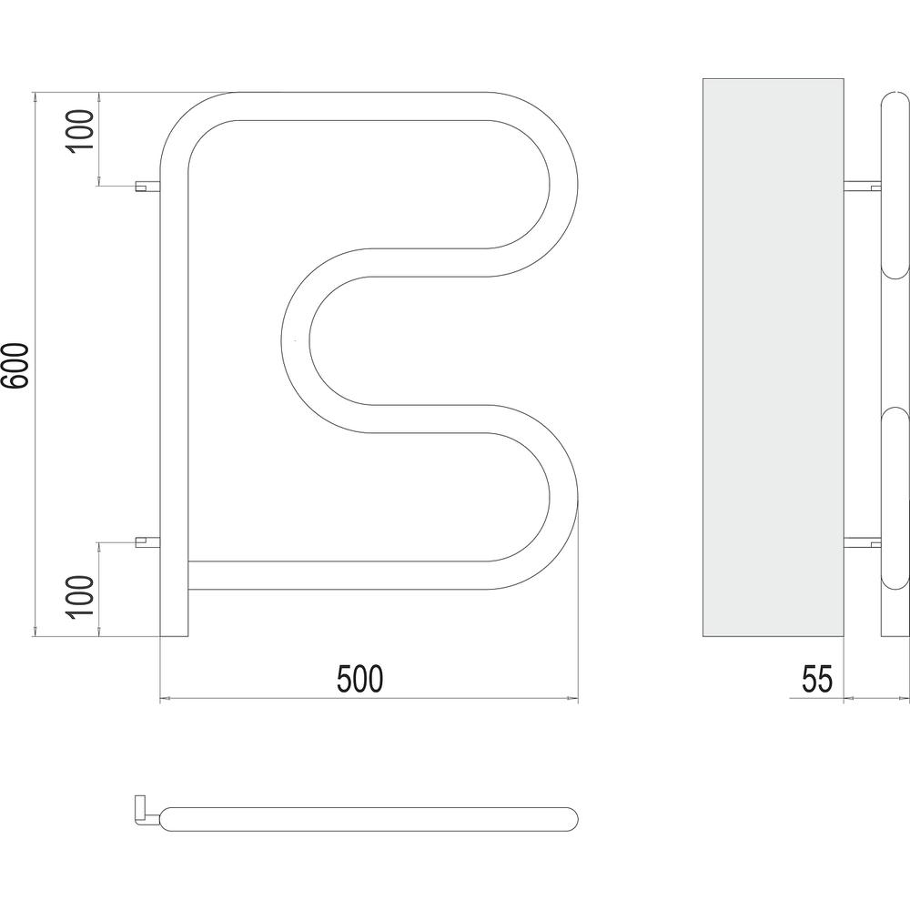 Полотенцесушитель электрический Terminus F-обр 50х50, поворотный