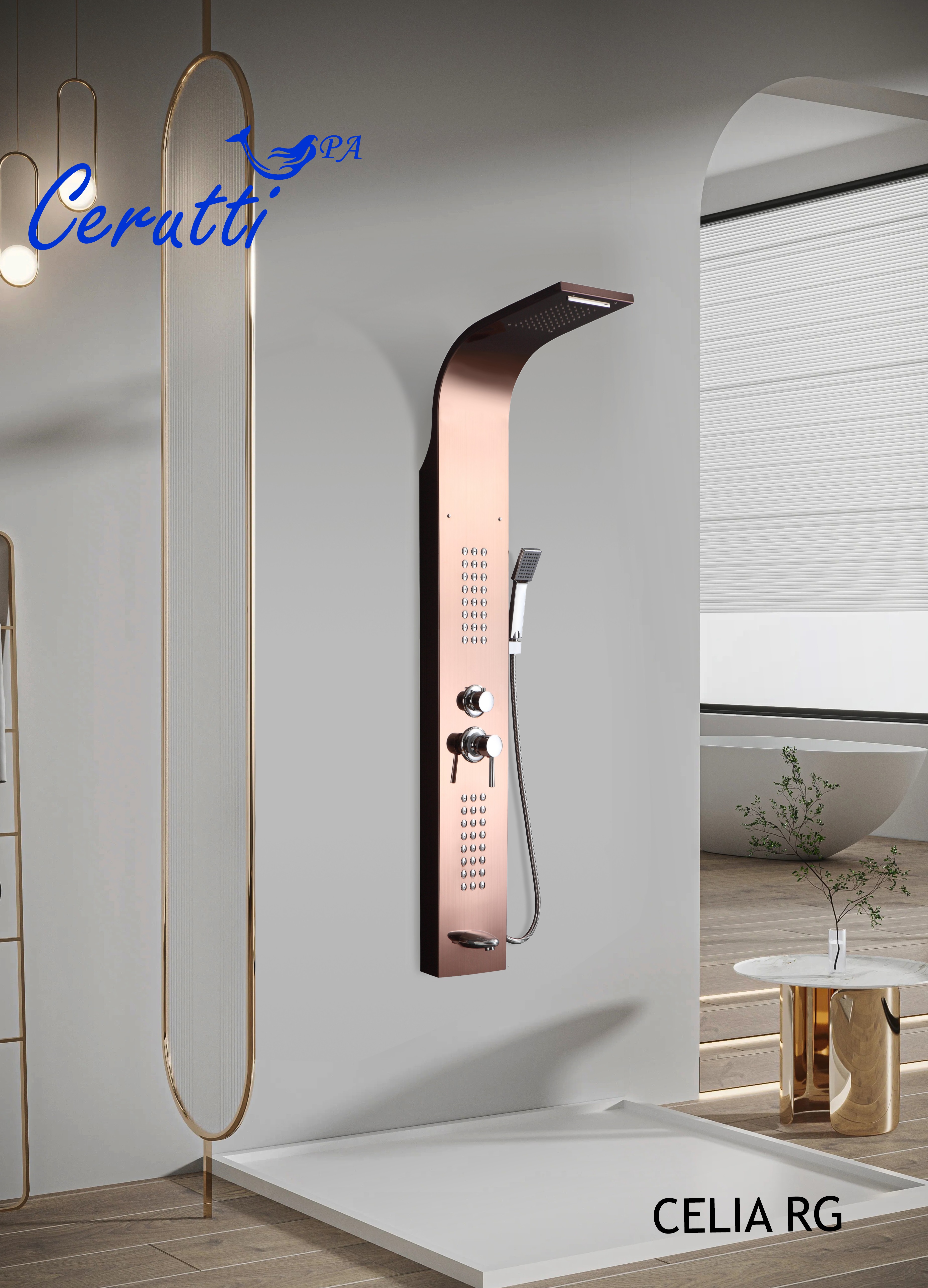 Душевая панель Cerutti Spa CELIA RG CT10406 розовое золото