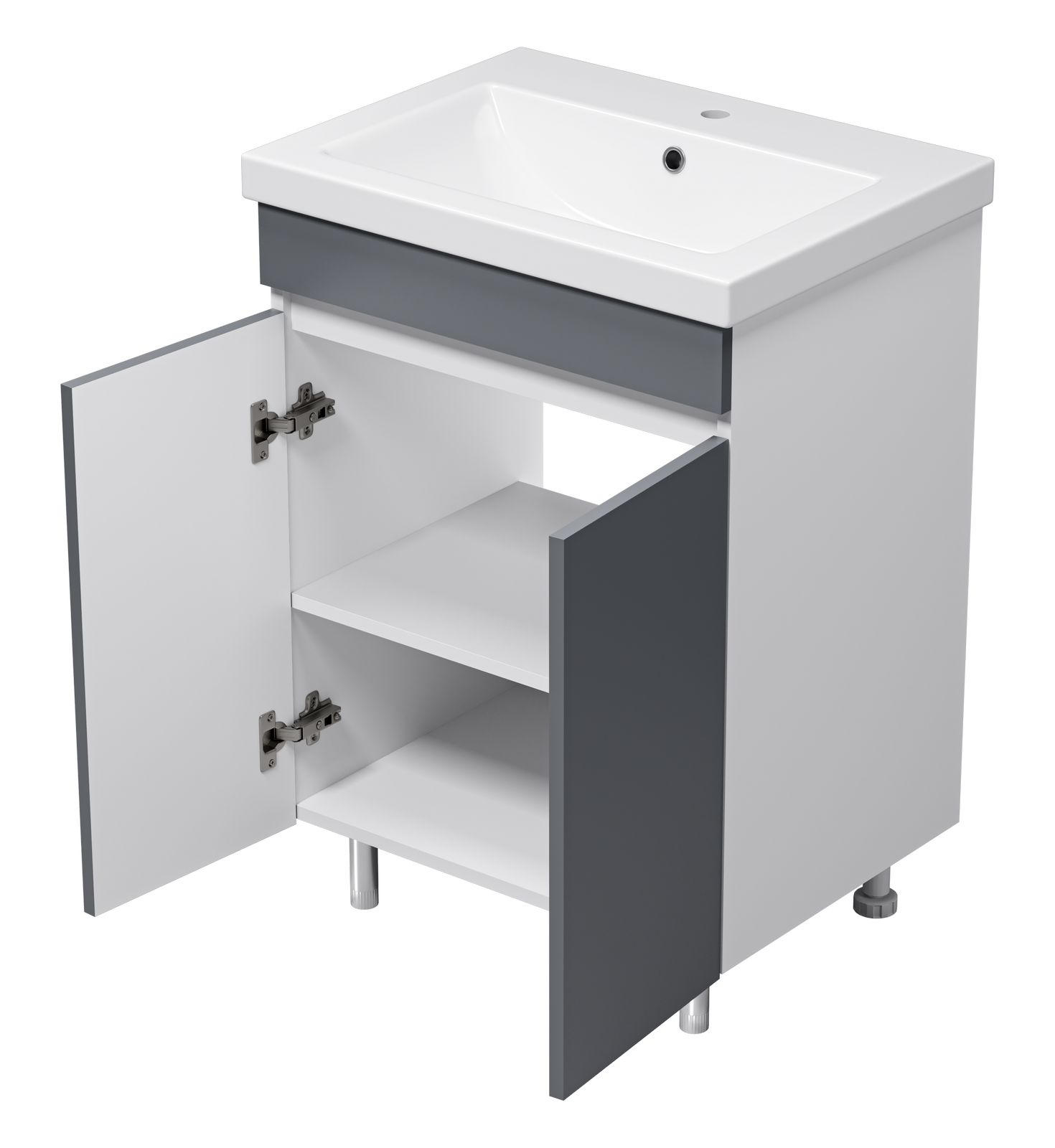 Тумба Misty Майна 60 с раковиной Como 60, напольный, графит/белый