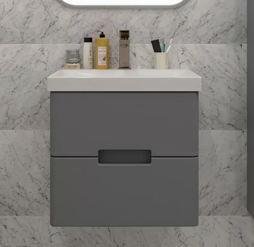 Тумба подвесная SanStar Noche 60 с раковиной Грейс 60 Графит софт