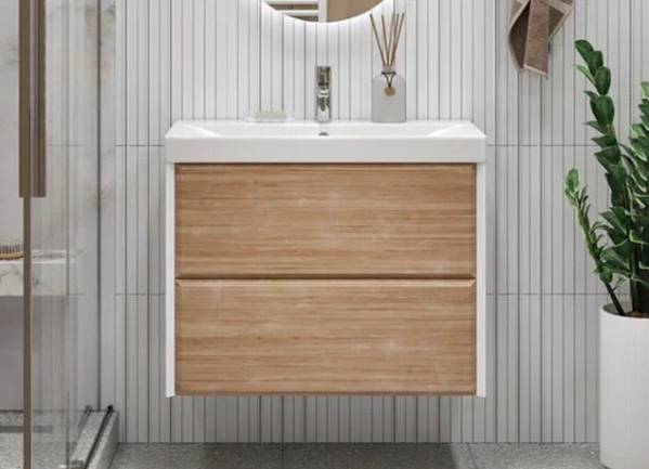 Тумба с раковиной подвесная Velvex Gesso tp.GES.9696.80.2Y белый матовый/дуб сонома, 80 см