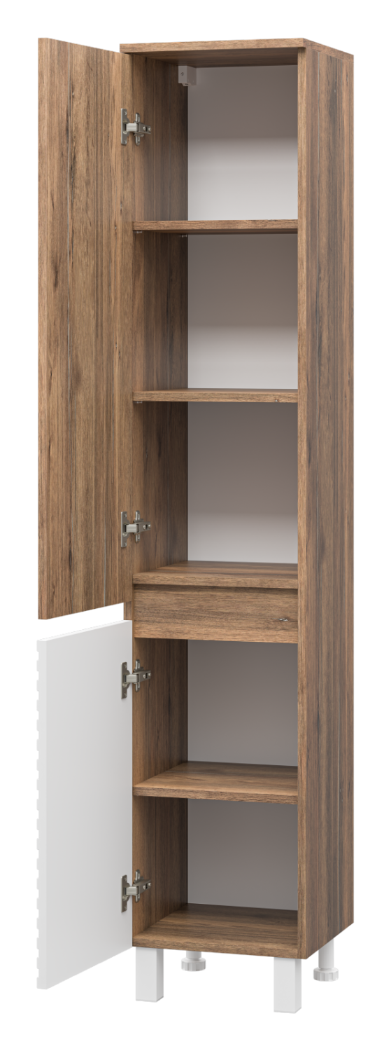 Пенал Brevita Dakota 35 напольный/подвесной, L, белый/дуб галифакс олово