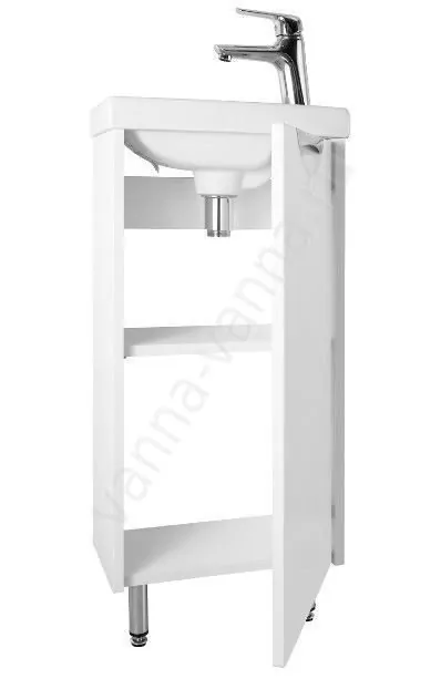Тумба напольная Vod-ok Бридж 40 ручка Лира, R правая, с раковиной Como 40, белая