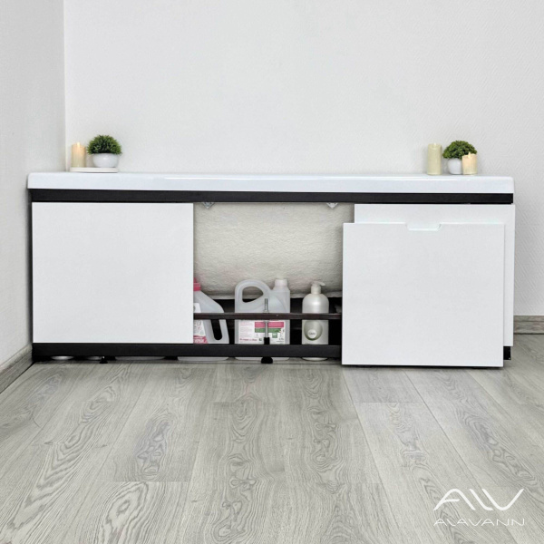 Экран под ванну Alavann Rita Black 160 раздвижной со съемной дверкой белый