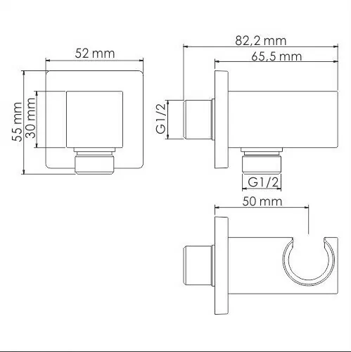 Подключение шланга WasserKraft A184 с держателем лейки, матовое золото