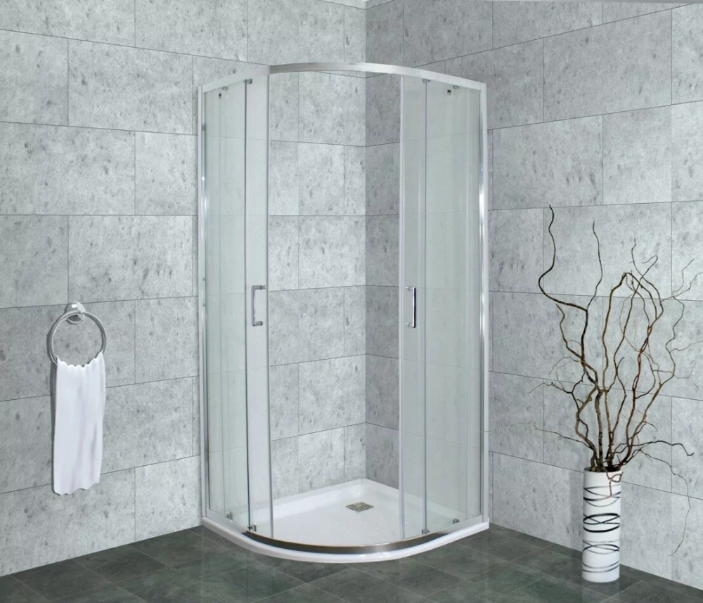 Душевой уголок Timo Altti 601 Clean Glass прозрачное стекло 100х100 полукруглый 1/4, без поддона, хром от магазина Vanna-Vanna.ru!