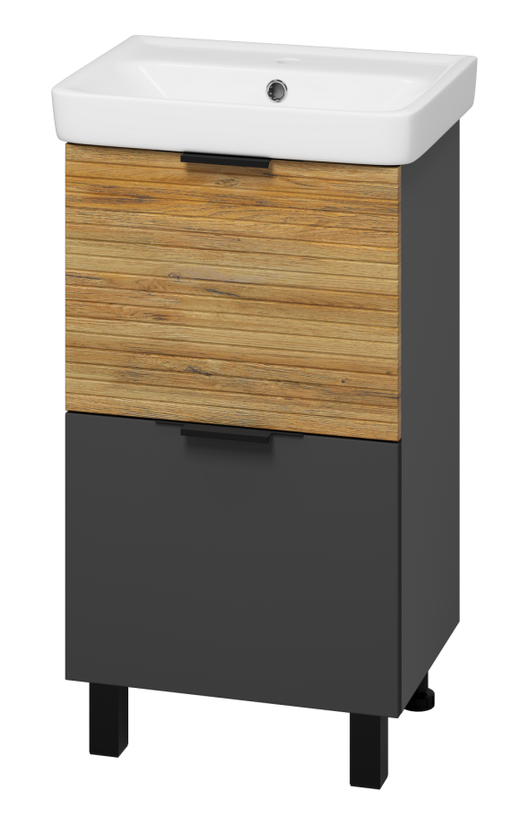Тумба с раковиной Misty Форест 50 дуб ватан/антрацит