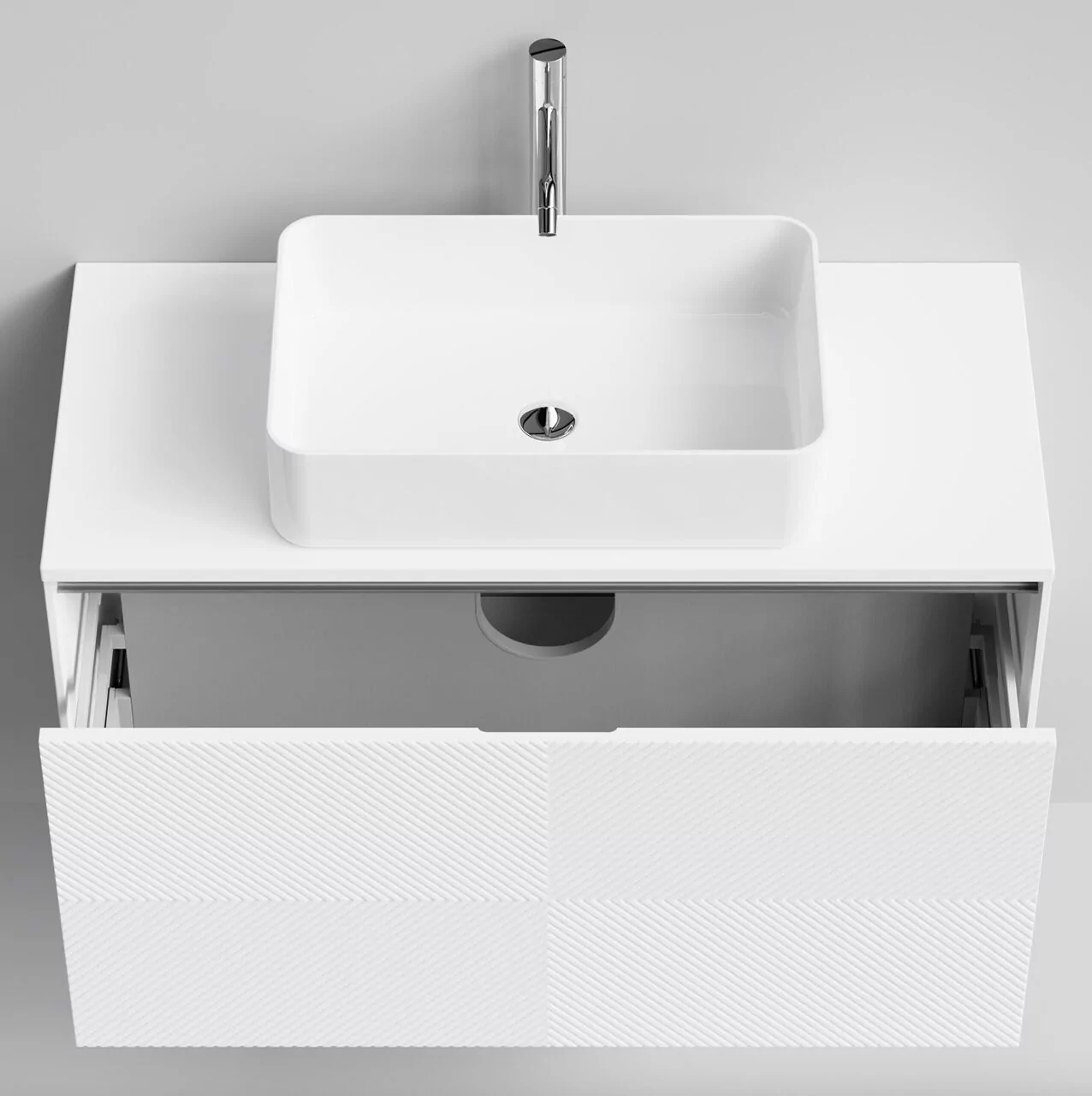 Тумба подвесная Vod-ok Соло 100 с раковиной Олимпия 560, белый + 7 цветов от магазина Vanna-Vanna.ru!