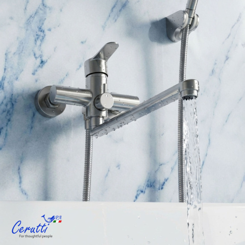 Смеситель для ванны Ceruttispa Овидио VXLBN (OVIDIO VXLBN) из нержавеющей стали, цвет матовый никель
