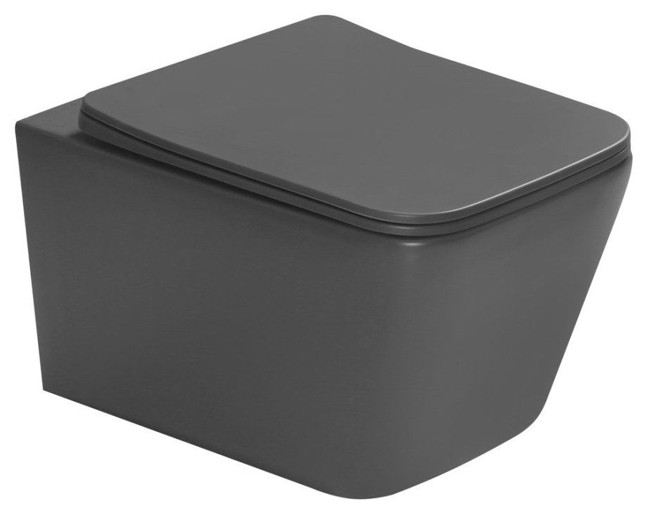 Унитаз SantiLine SL-5007T-DG подвесной, безободковый, с микролифт, темно-серый матовый