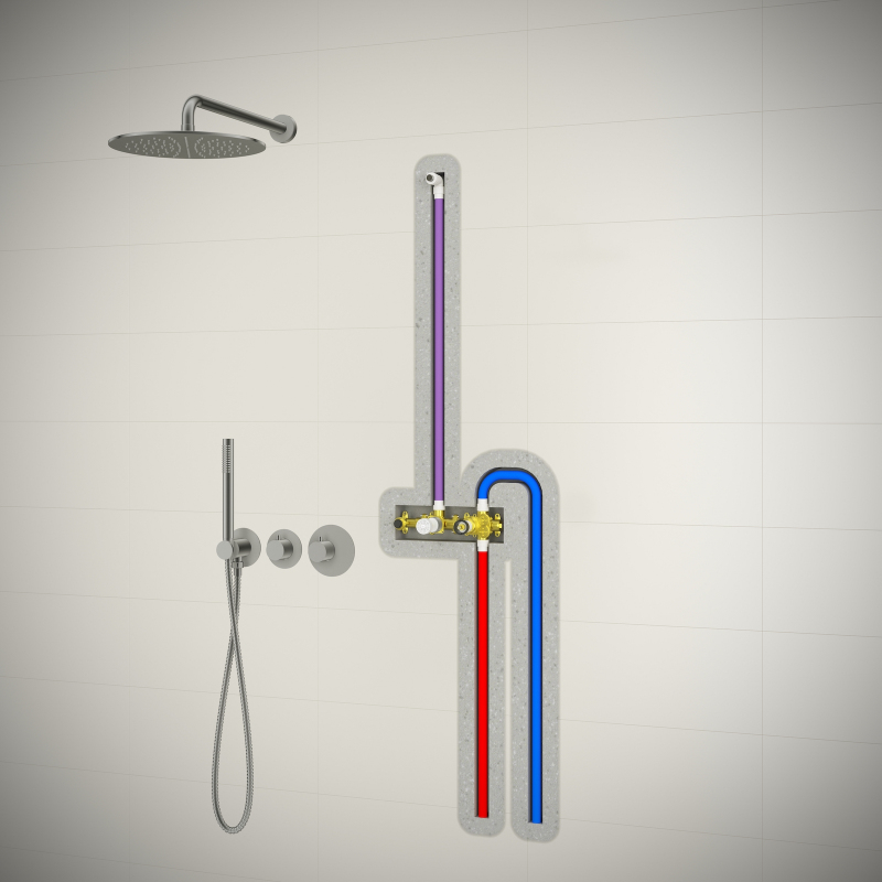 Душевая система встроенная с термостатом Timo Saona SX-2359/18SM черное золото