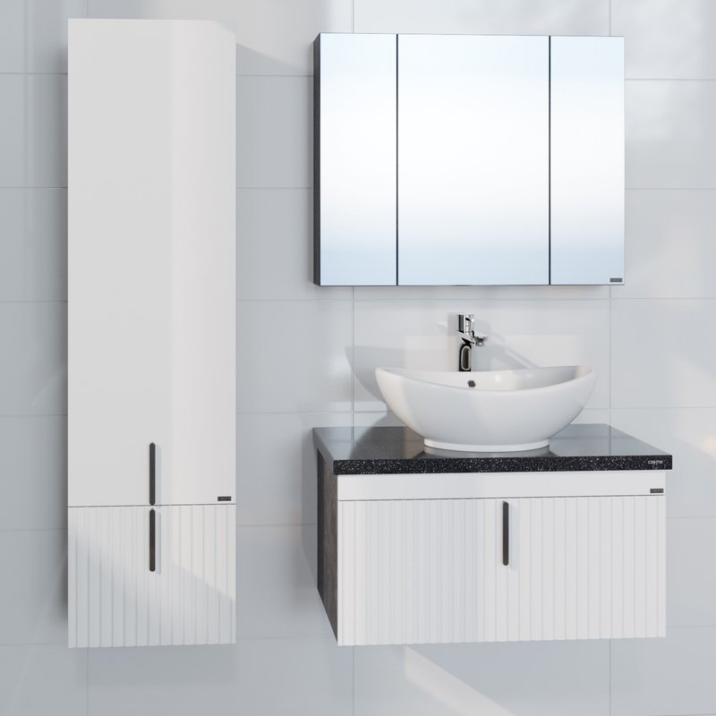 Тумба подвесная Санта Юпитер 80 с раковиной Гамма 56, 2 ящика, RAL