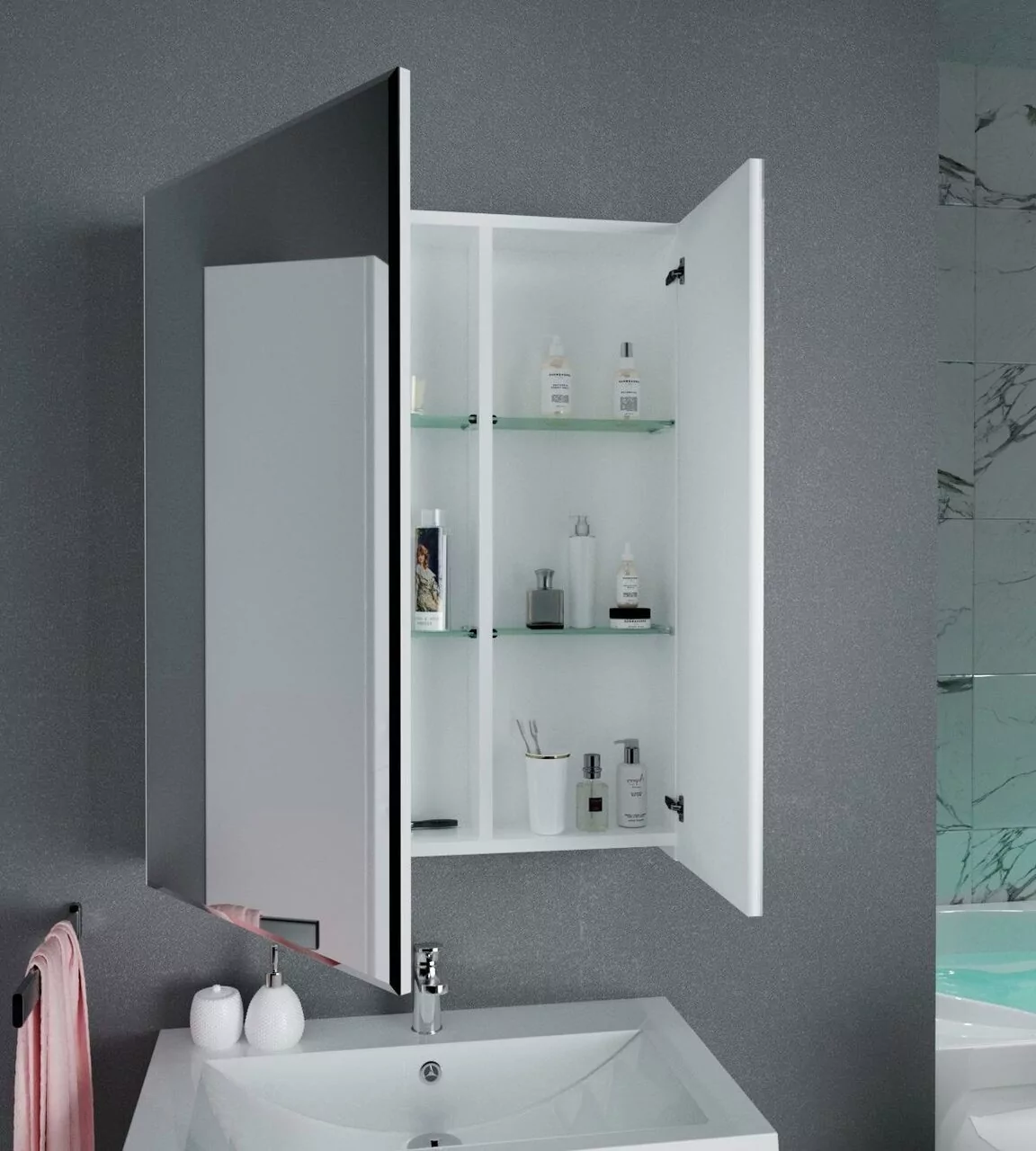 Зеркало-шкаф 1Marka Соната 75 белый