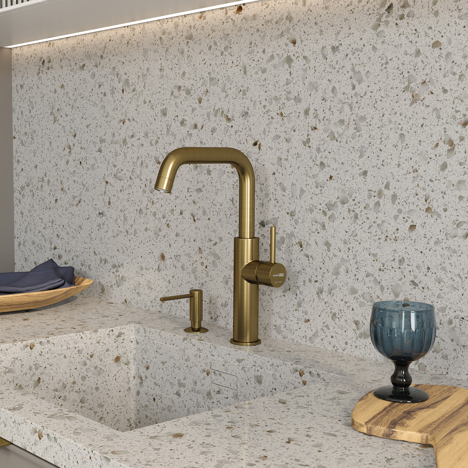 Смеситель для кухни под фильтр WasserKraft А8587 матовое золото