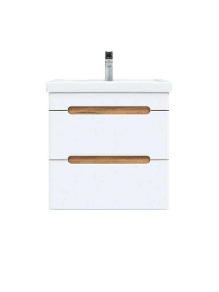 Тумба подвесная SanStar Diva 60 с раковиной Фест 60 белый, дуб вотан