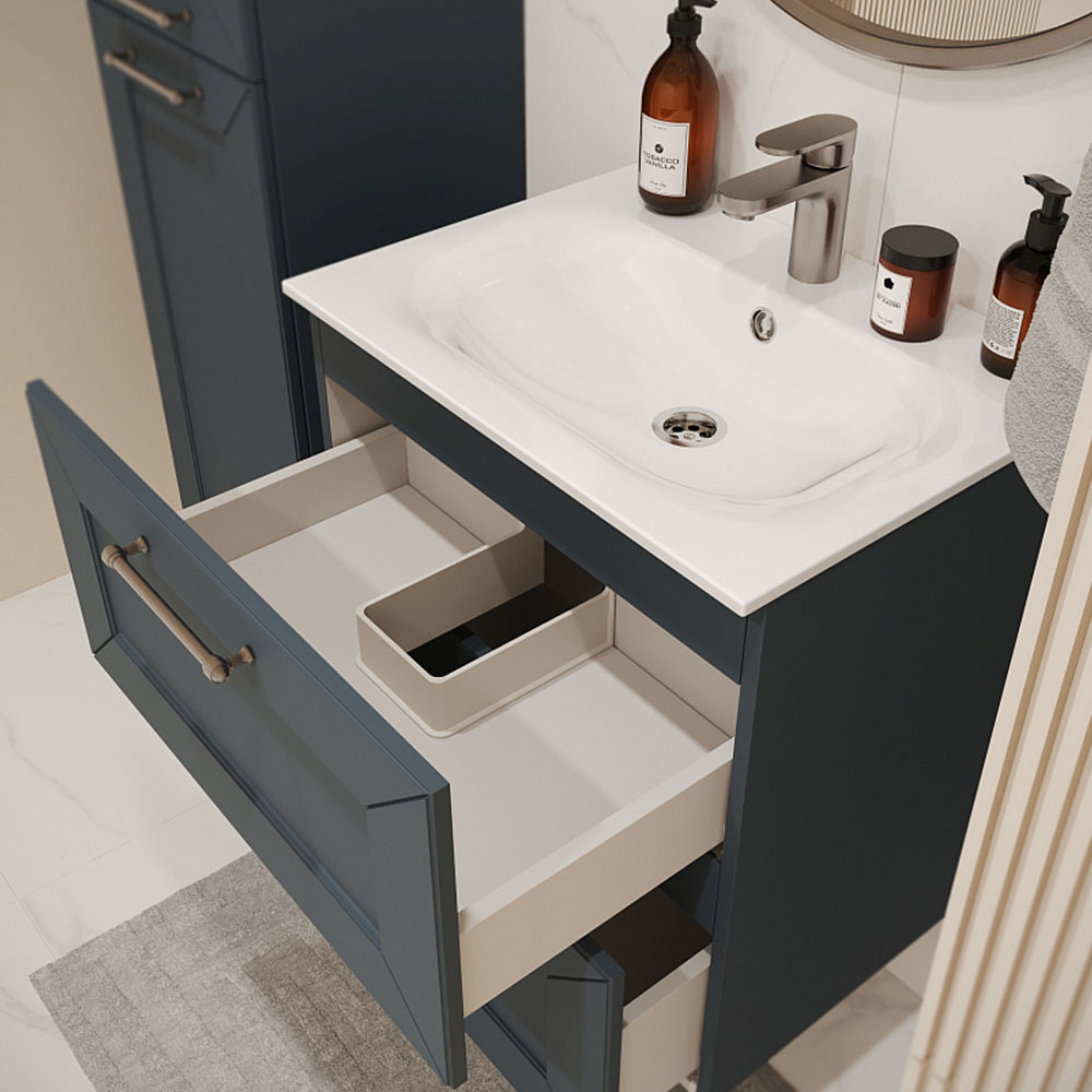 Тумба с раковиной подвесная (60 см) Terminus Victoria VIC10602703101O, серый шёлк