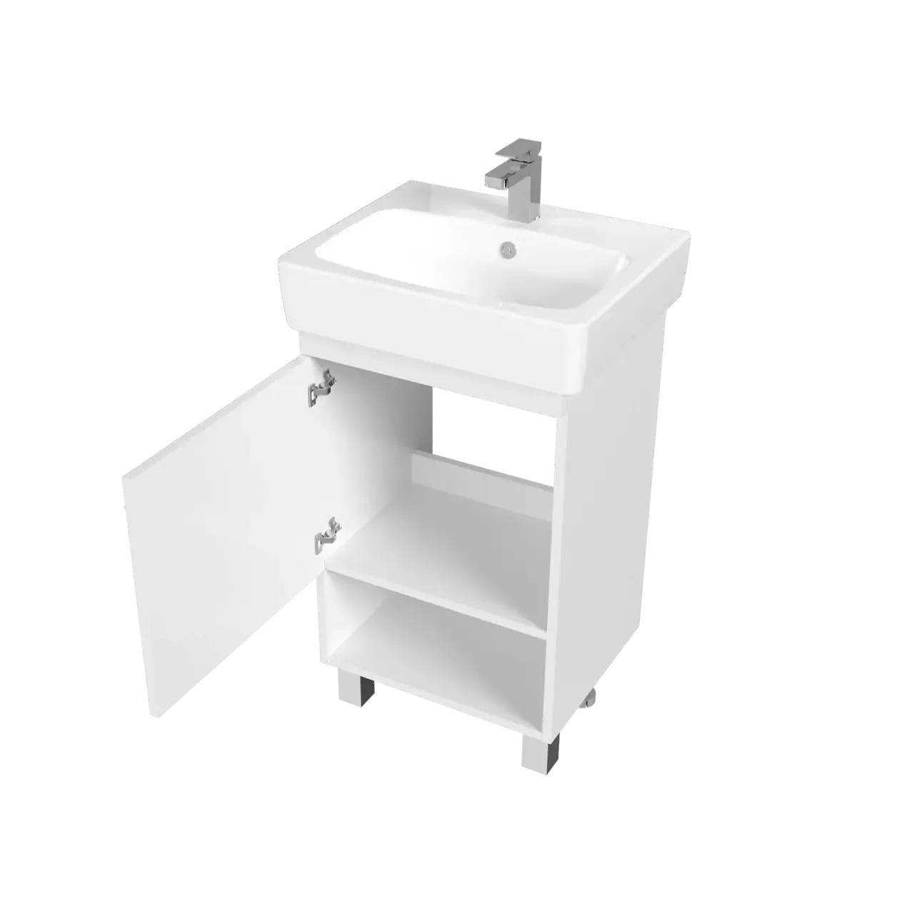 Тумба напольная 1Marka Tera 50Н с раковиной Нео 50, 1 дверь, белый