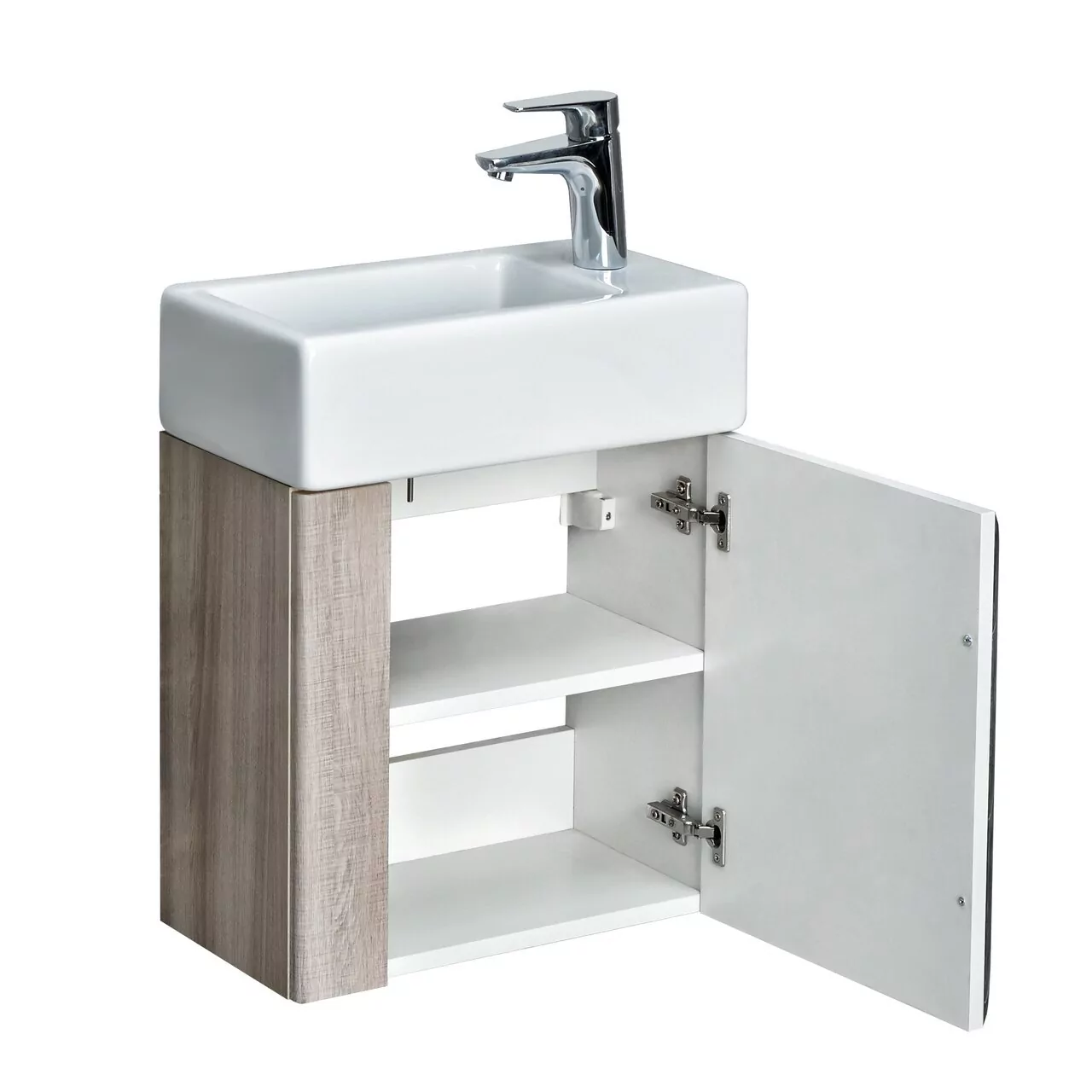 Тумба подвесная Aquaton Вита 45 раковиной Эрис 46, белый/ясень шимо