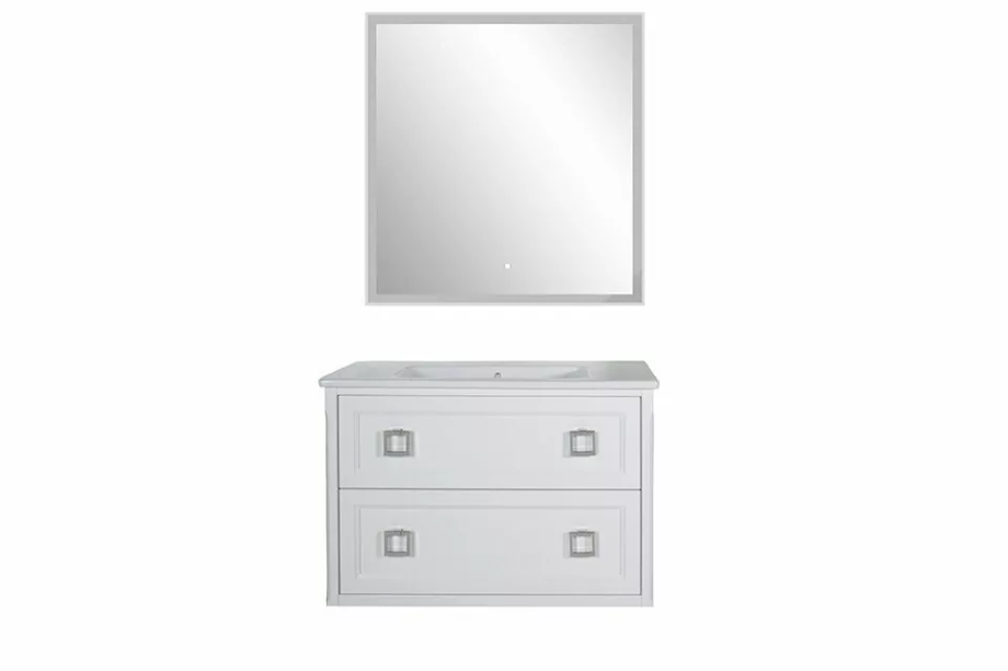 Мебель для ванной ASB Woodline Рома 100 П комплект, подвесной, белый