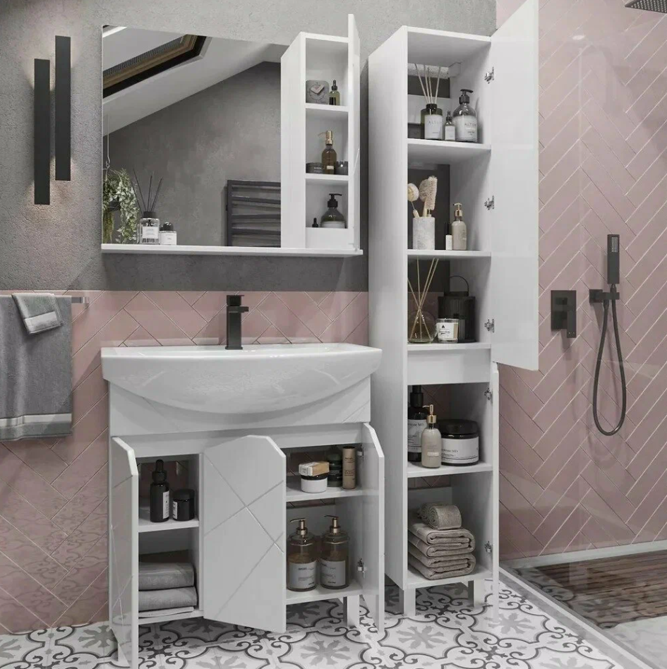 Пенал напольный SanStar Каскад/Линни 35 белый