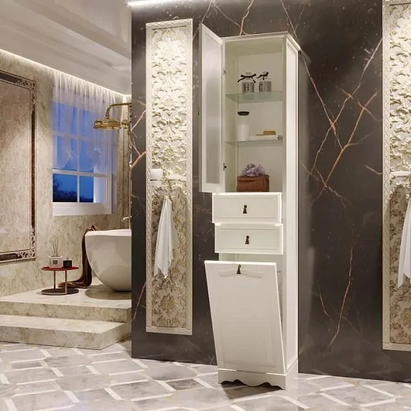 Пенал Opadiris Риспекто 40 R с бельевой корзиной, слоновая кость