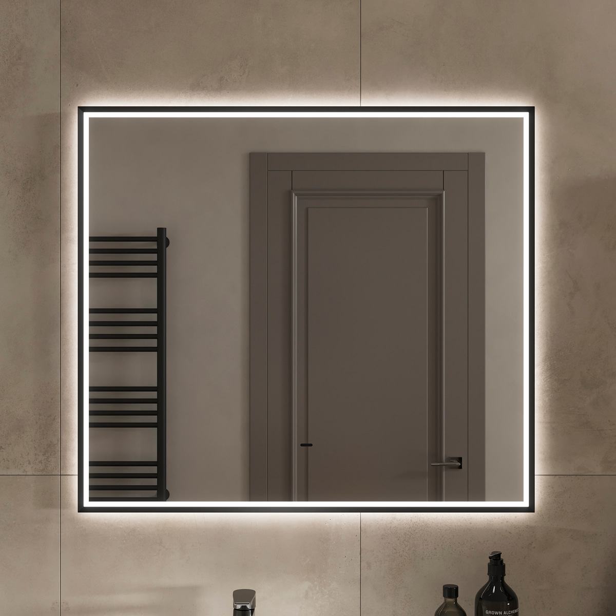 Зеркало EQUIL Forest LED 90 с подсветкой, черный