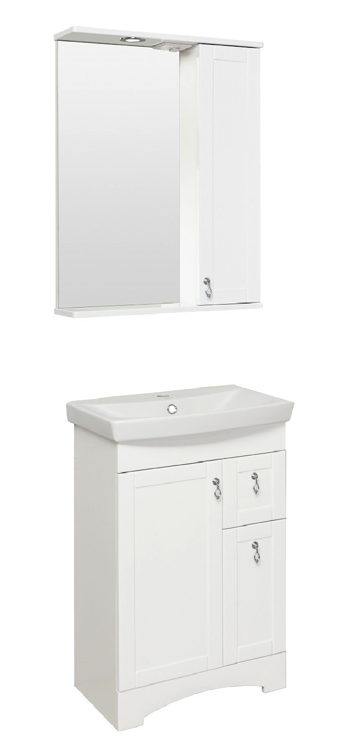 Тумба напольная Runo Мерида 55 с раковиной Carina 55, белый