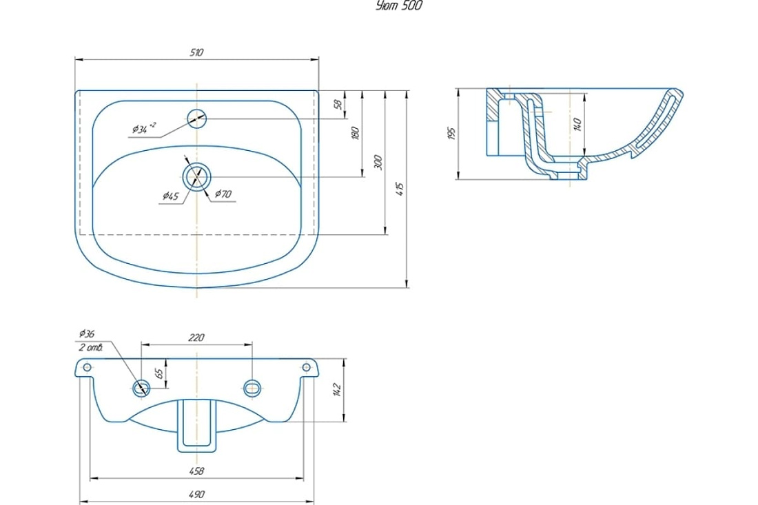 Тумба с раковиной Francesca Империя 50 напольная, 2 двери, белая