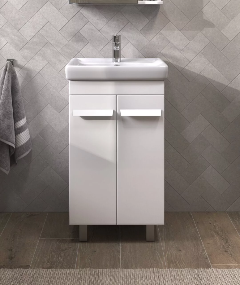 Тумба напольная Vigo Nova 50 с раковиной Тигода 50, 2 двери, белый