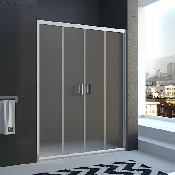 Душевая дверь Veconi VN45-190-02 Pear в нишу, раздвижная, матовое стекло, хром