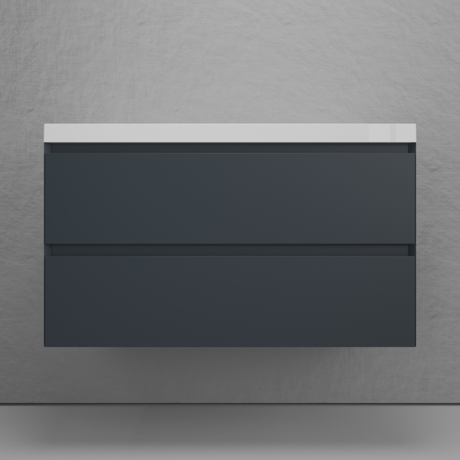 Тумба подвесная Style Line Манхэттен 100 Эмаль, с раковиной Asti 100 белый, графит