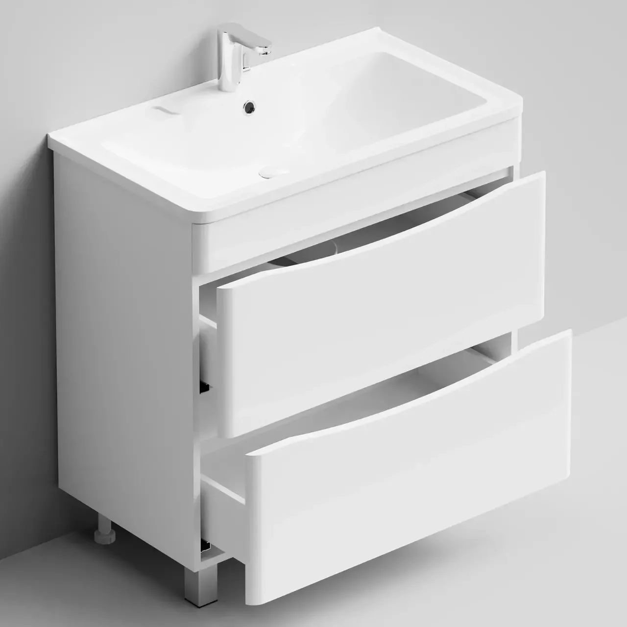 Тумба с раковиной Vod-ok Адель 80 напольная, белая + 13 цветов