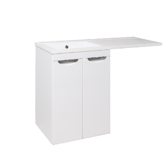 Тумба напольная Runo Лира 60 с раковиной Гамма 120 лайт правое крыло + кронштейн