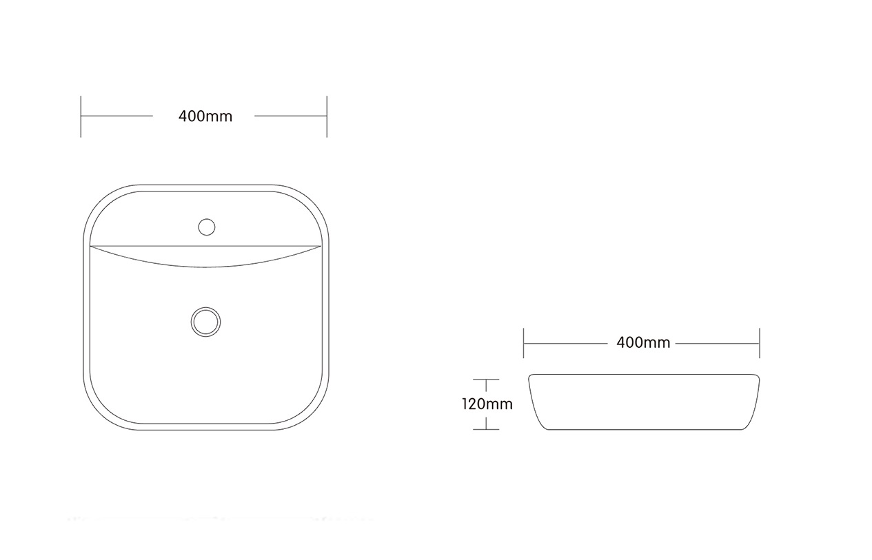 Раковина Ceruttispa CR0075 накладная, белая, квадратная, с отверстием под смеситель 400х400х120