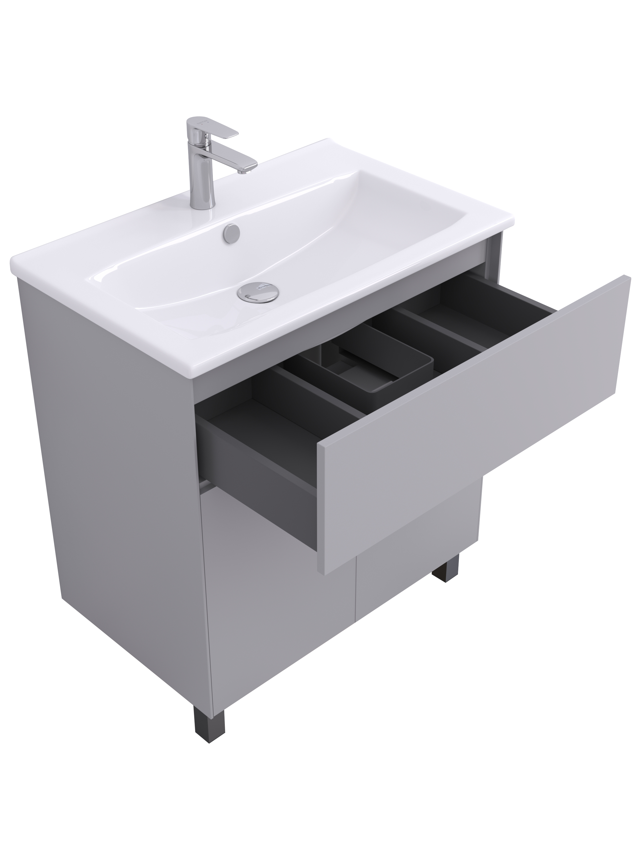 Тумба напольная Aquaton Форест Про 75 с раковиной Элина 75, туманный серый