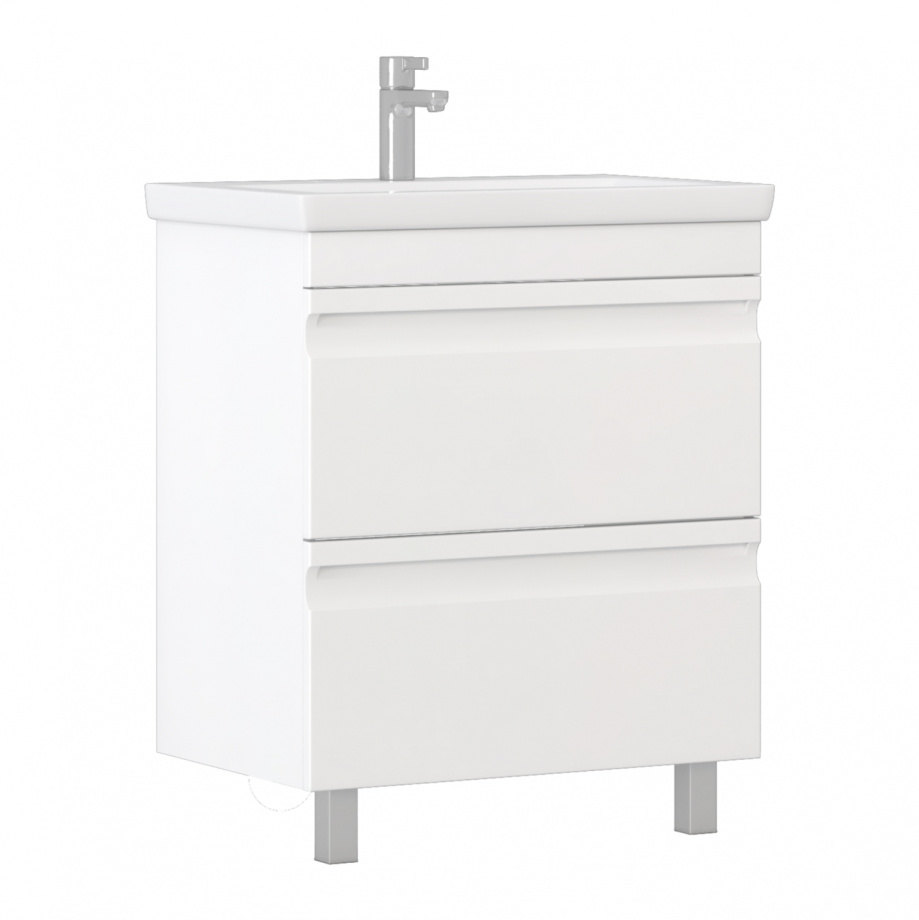 Тумба напольная Vigo Holly 70 с раковиной Como 70, 2 ящика, белый