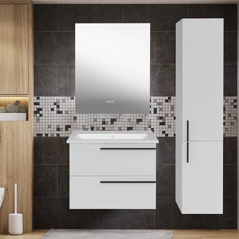 Тумба подвесная Асб-мебель Тида 80 с раковиной Odensvik 80, белый