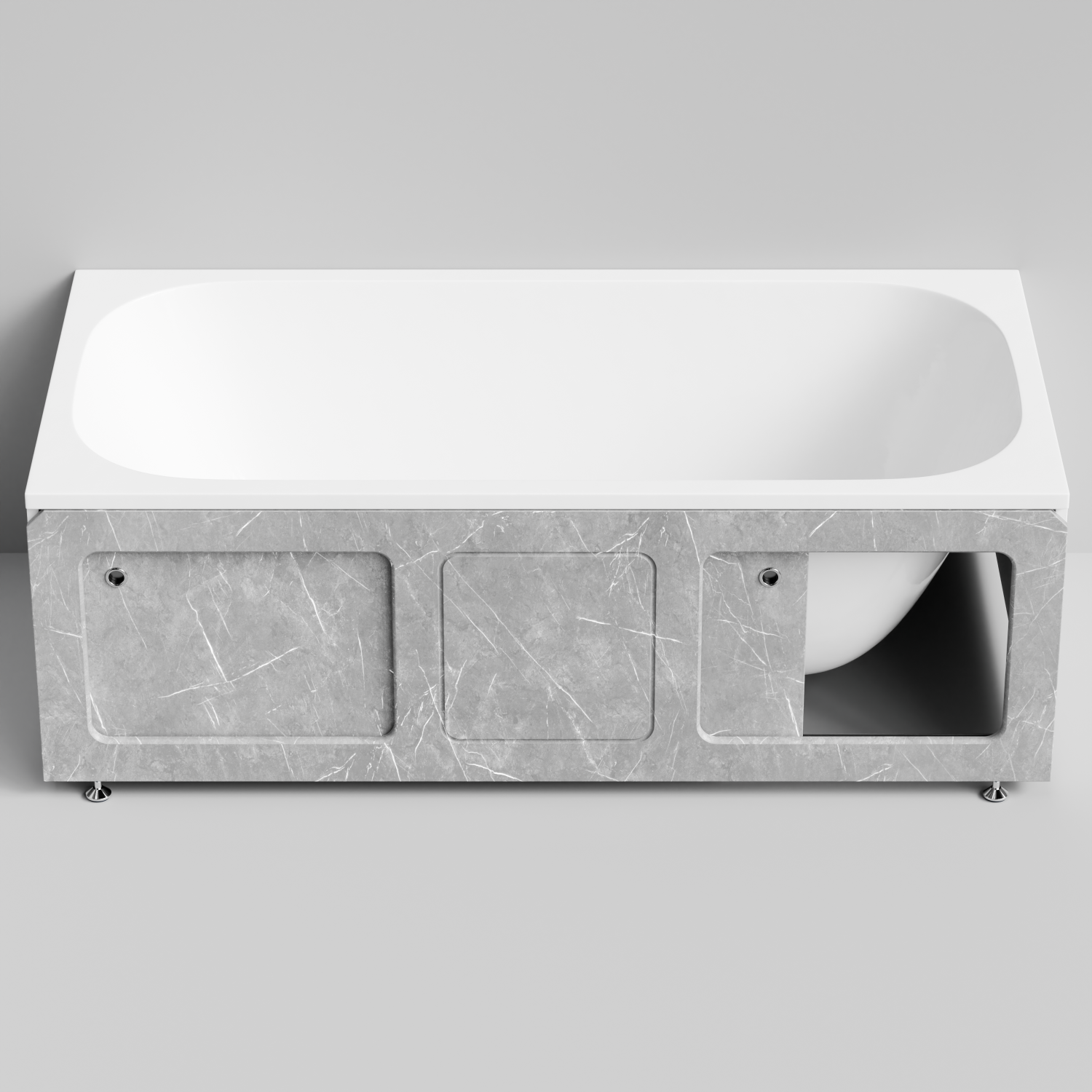 Экран под ванну Vod-ok Хит 170 раздвижной Мрамор Белый софт тач