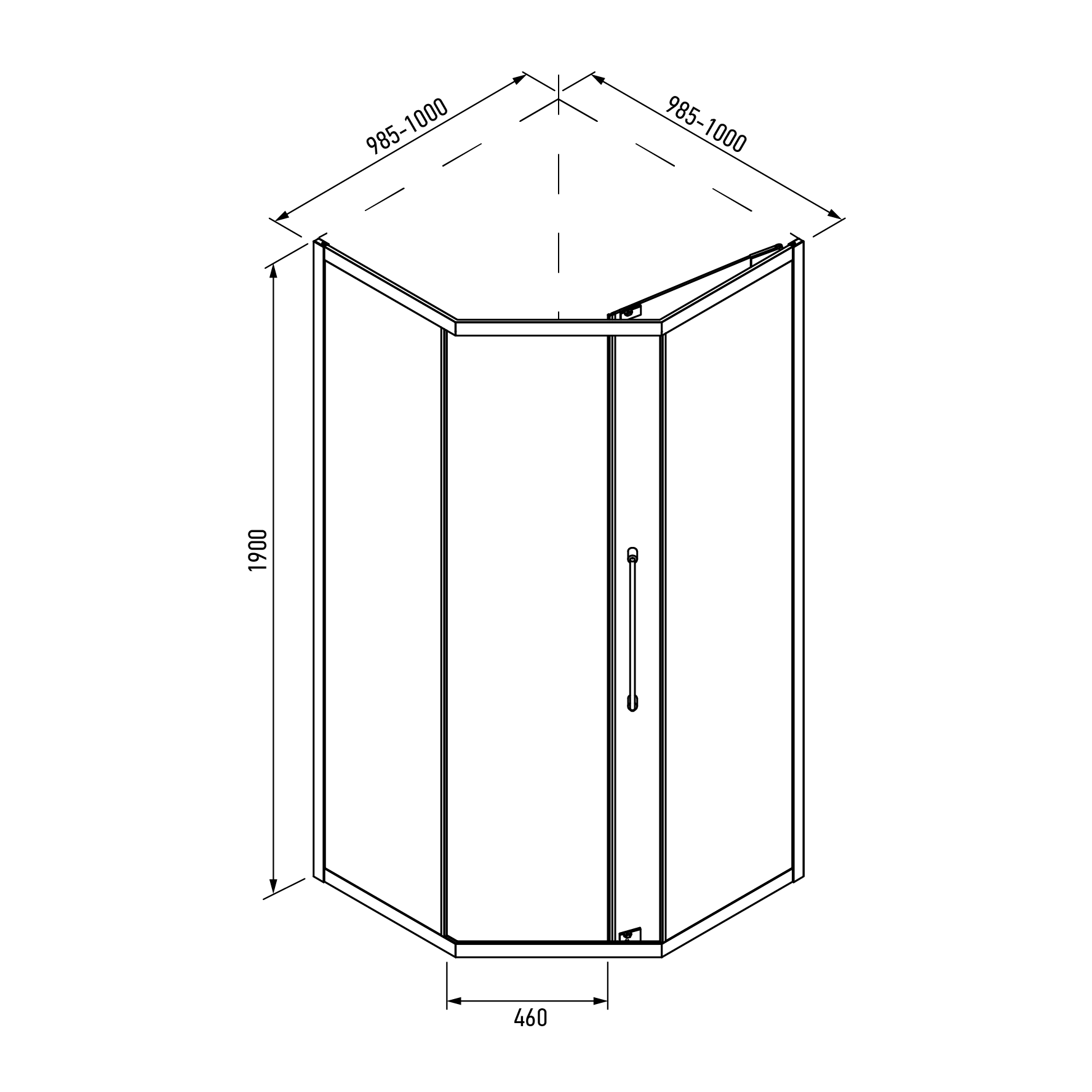 Душевой уголок Mario RIO15100B1 (1000*1000*1900) прозрачный