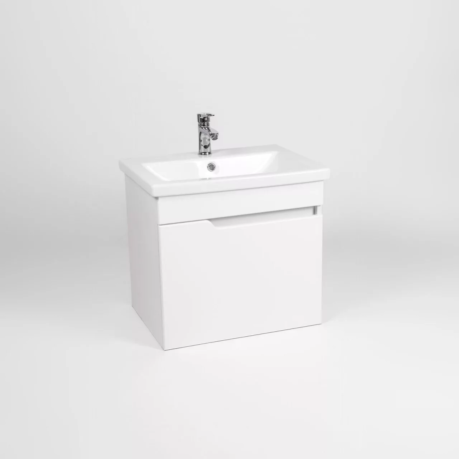 Тумба подвесная Viant Куба 60 с раковиной Como 60, белый