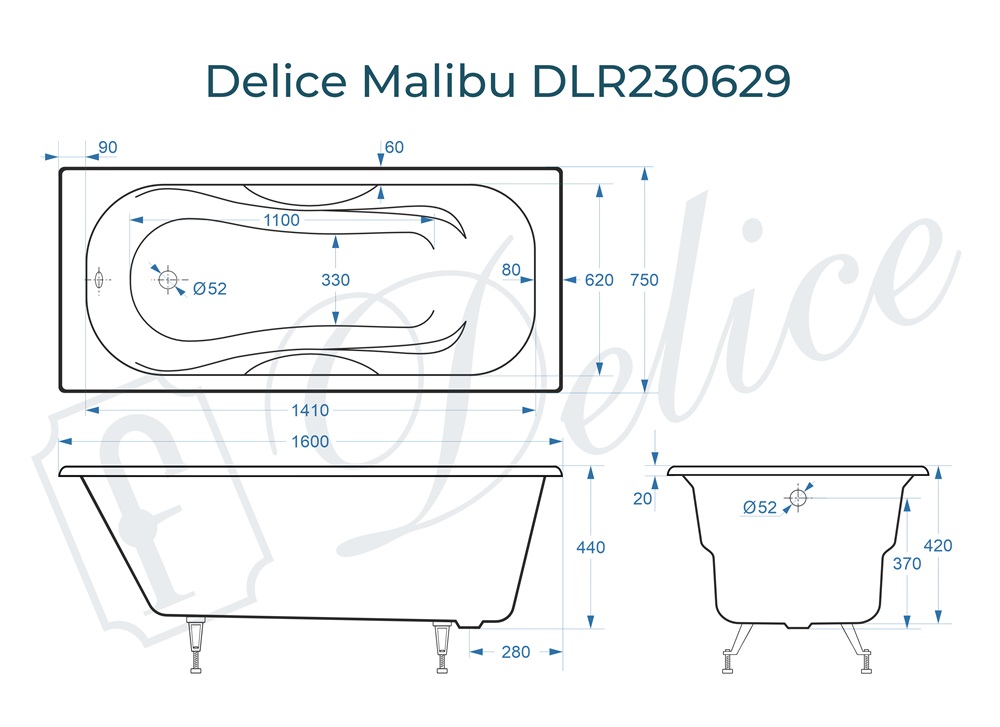 Ванна чугунная Delice Malibu 160х75 DLR230629