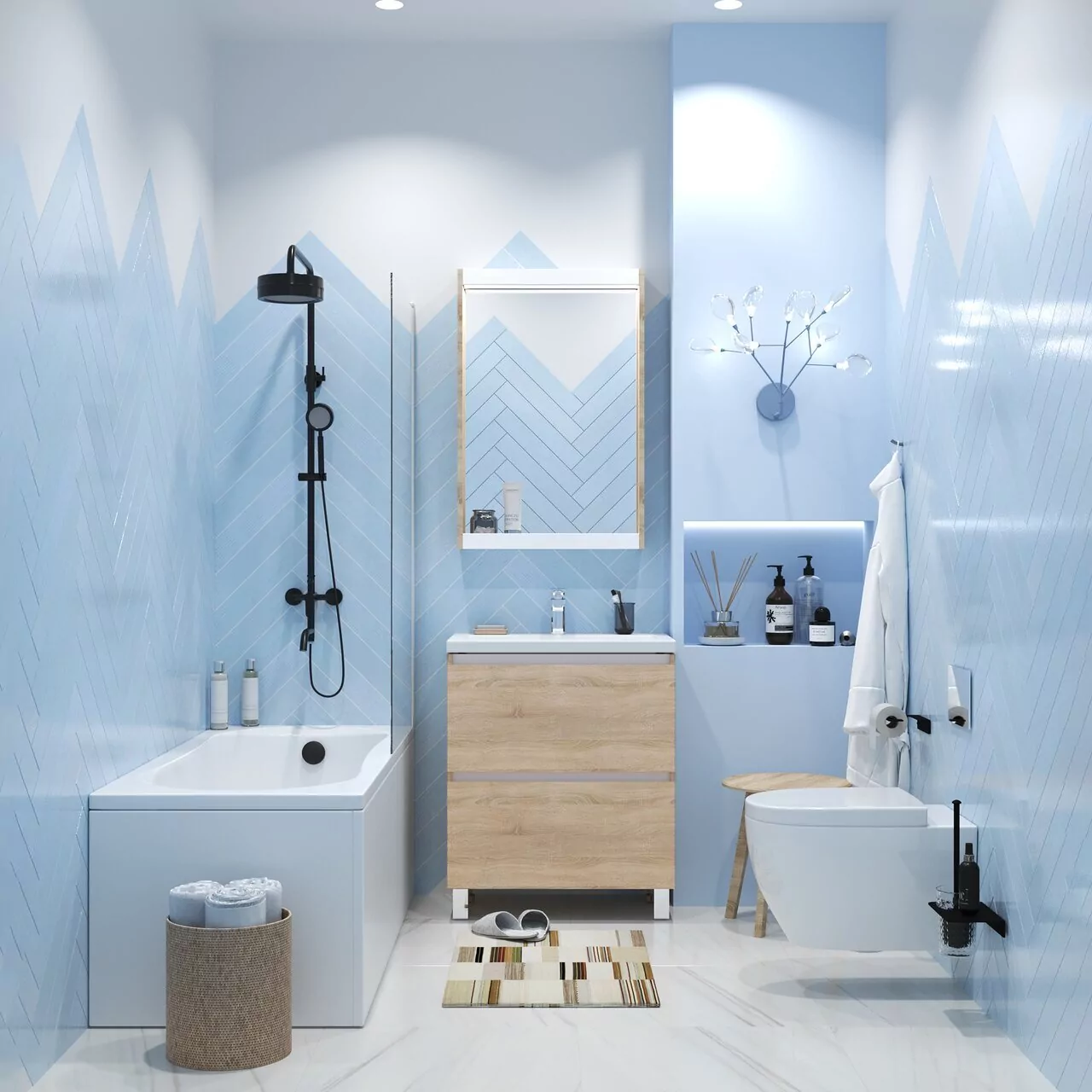 Тумба напольная 1Marka New Aris 70Н с раковиной Como 70, 2 ящика, дуб сонома