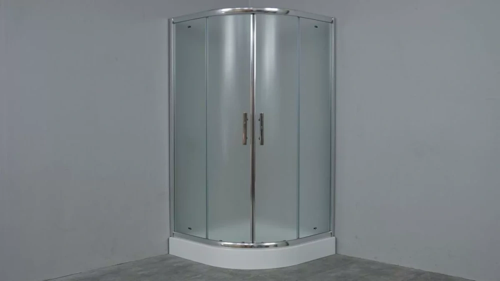 Душевой уголок Timo TL-9001 Fabric Glass матовый 90х90 полукруглый 1/4, с низким поддоном, хром от магазина Vanna-Vanna.ru!