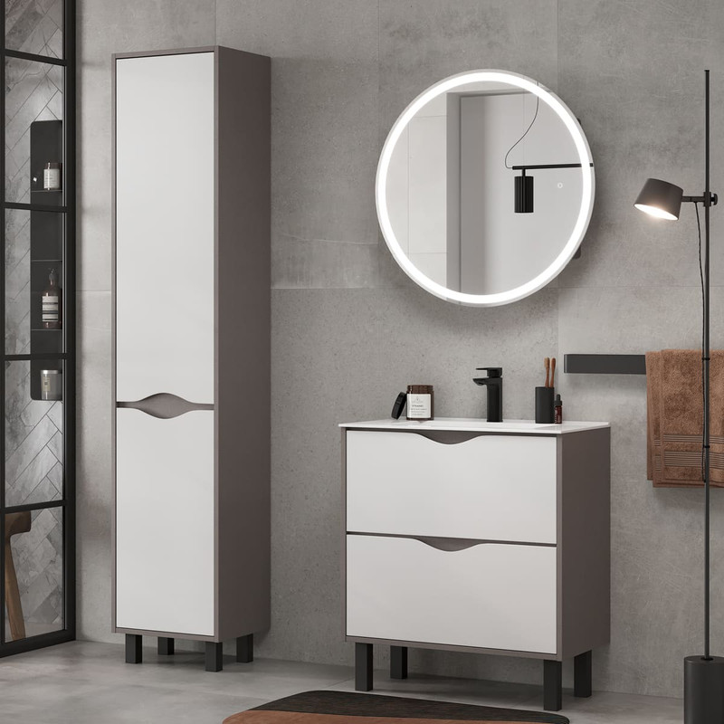 Зеркальный шкаф EQUIL Smile LED D70 графит софт