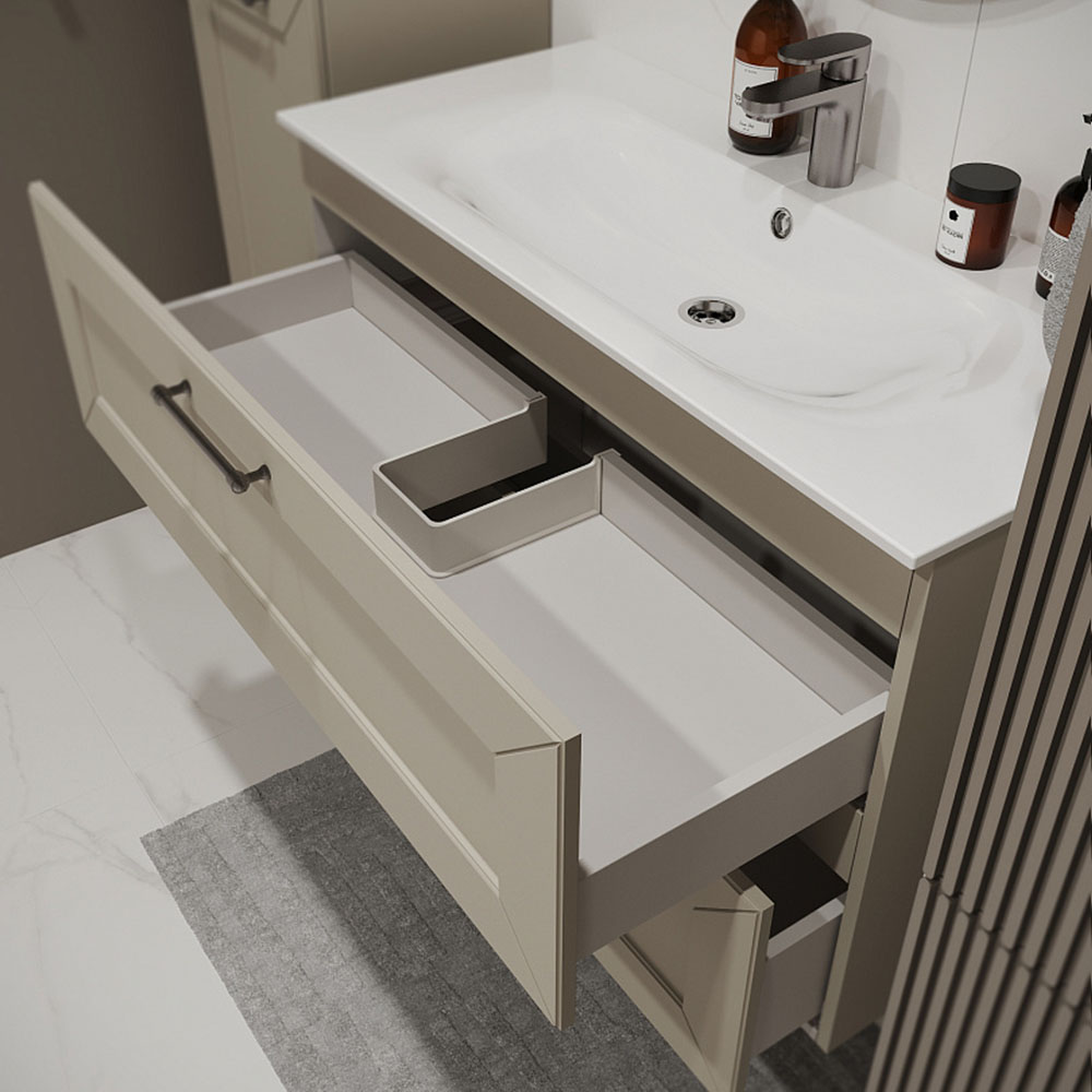 Тумба с раковиной подвесная (100 см) Terminus Victoria VIC101002900101O, айвори