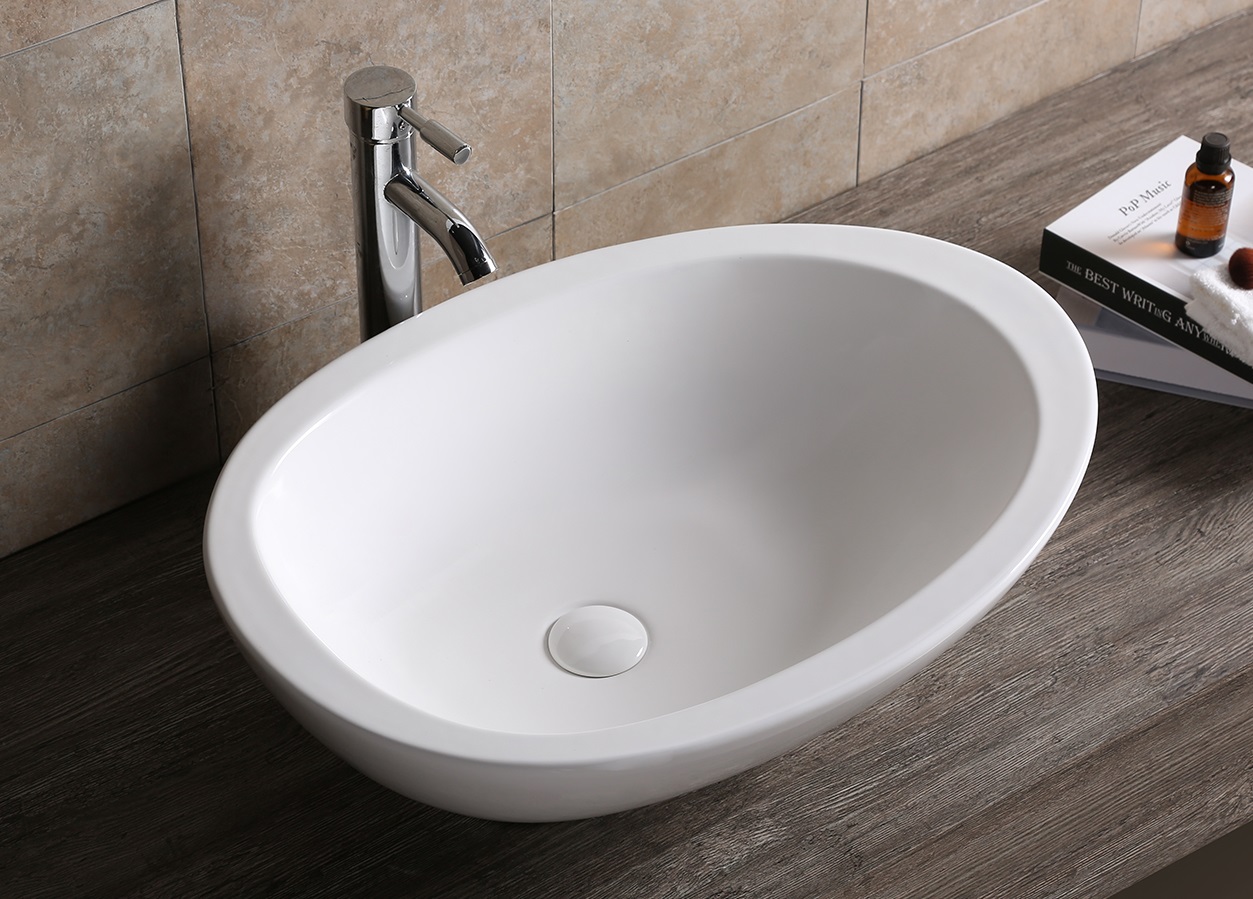 Раковина Ceruttispa CR1005 накладная, белая, асимметричный овал 660х485х160