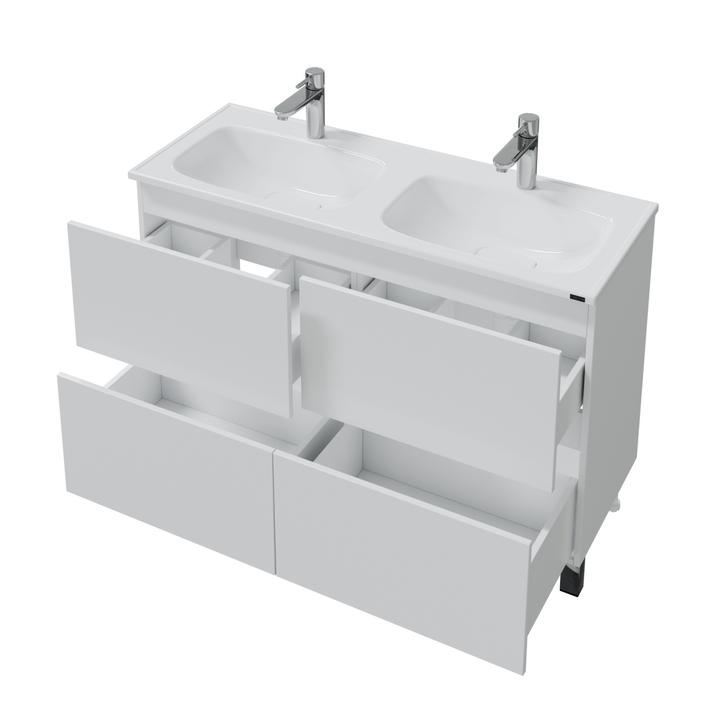 Тумба напольная Санта Марс 120 с раковиной Венера 120, 4 ящика, белая